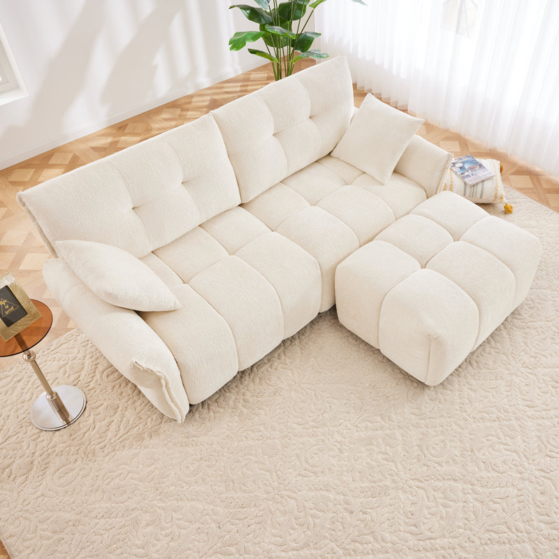 Canapé modulaire 2 places avec repose-pieds et coussins Brady Chenille