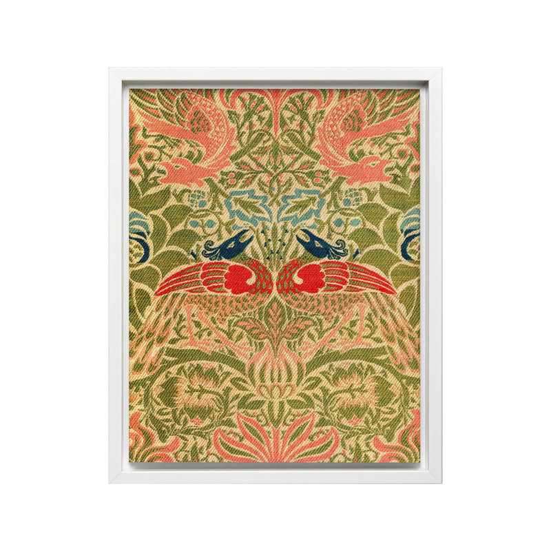 William Morris - paon n ° 2, Canvas, White Framed, 11"H x 14"W