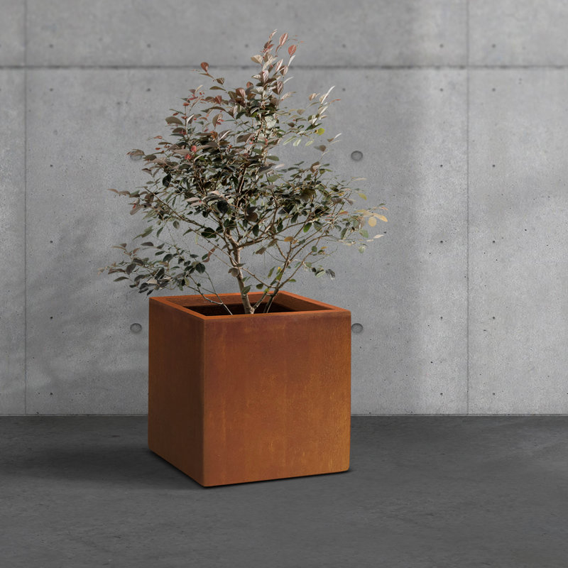 Wabbaseka Planter Box, 12" H x 12" W x 12" D, Faux Weathering Steel