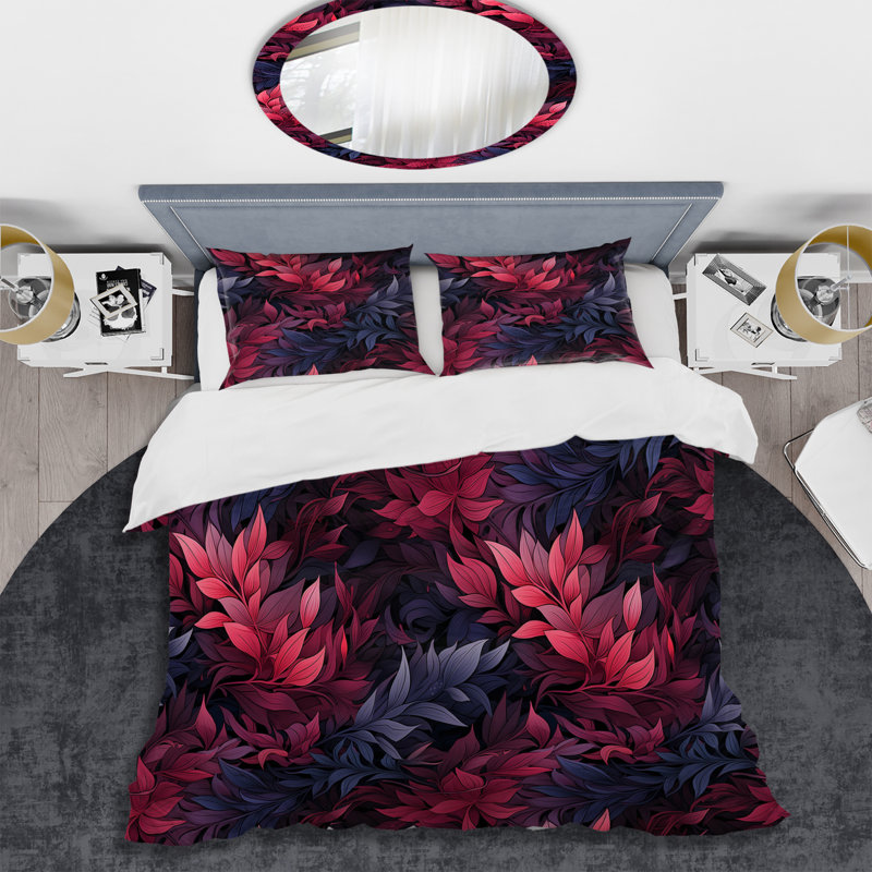 Literie Crimson Twilight Moody, Housse de couette pour grand lit et 2 taies décor