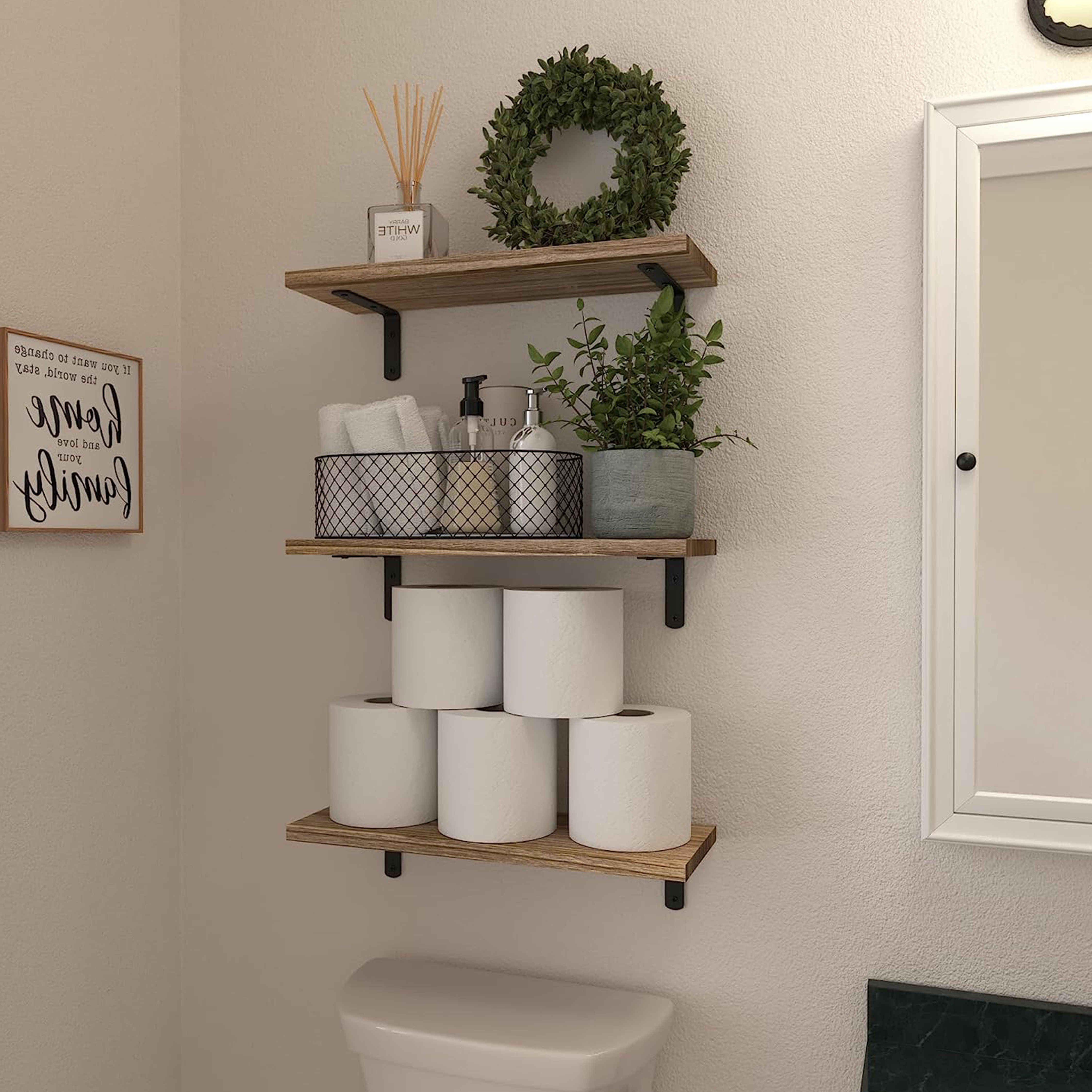 Pyala Metal Wall Mounted Bathroom Shelves 17 Stories Finish: Brown