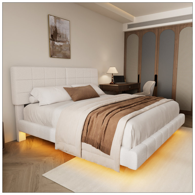 Lit flottant Boucle, avec lumière, très grand, blanc, Très grand