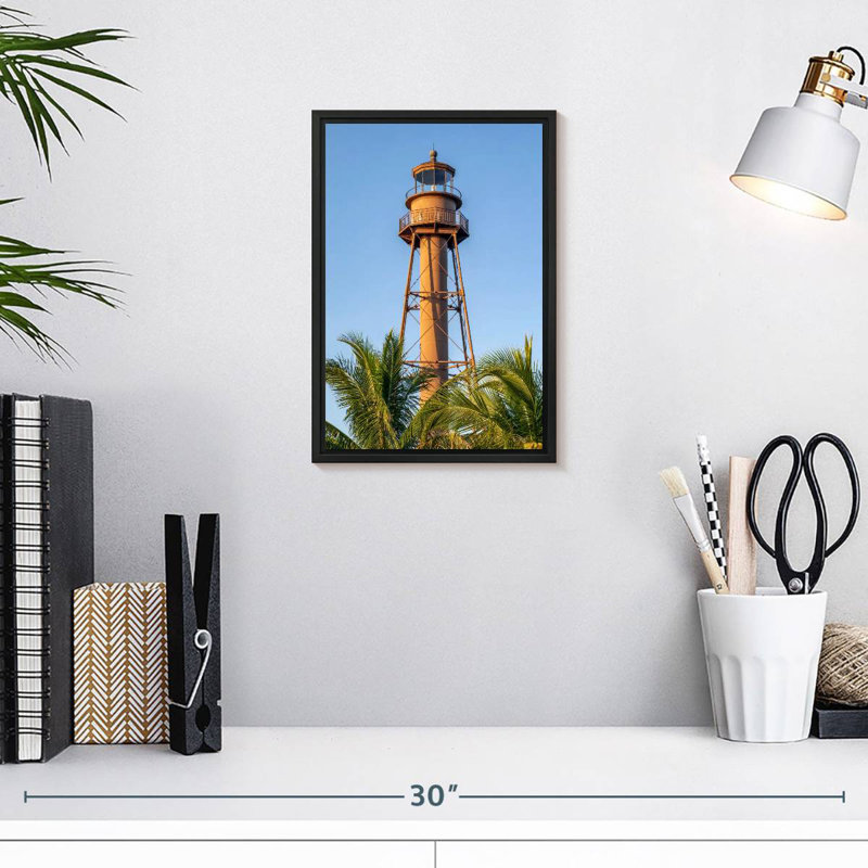 Phare de Sanibel Island, 9 po x 13 po, Cadre flottant noir