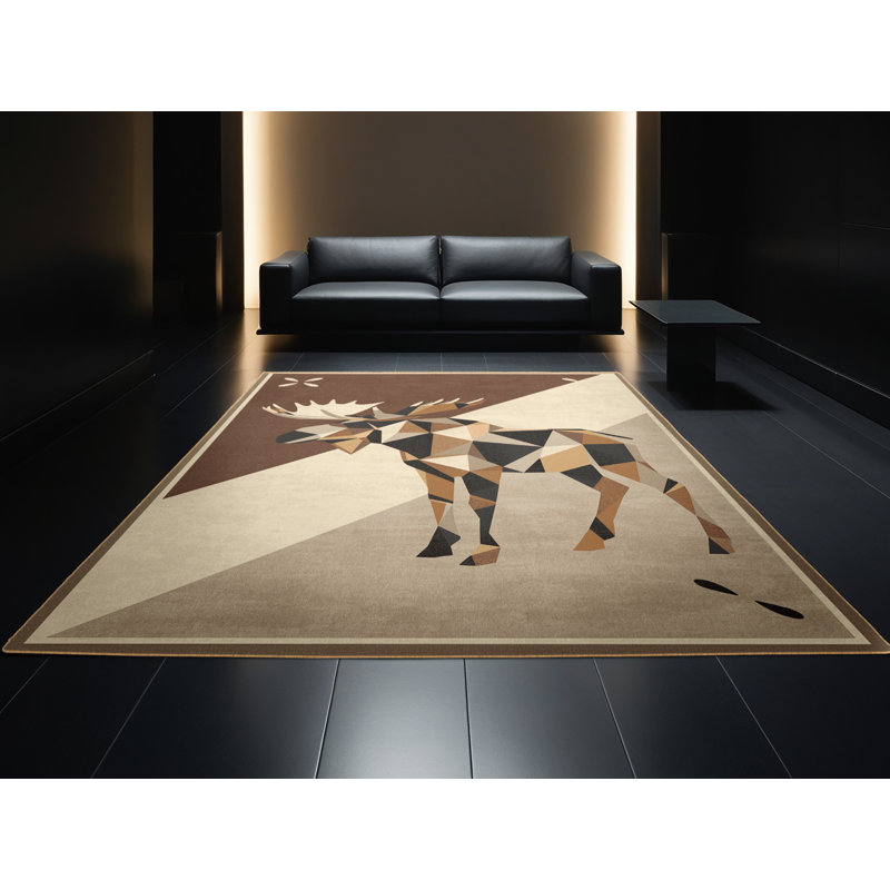 Tapis géométrique rustique en orignal lavable à la machine Osazee - brun clair, 8 x 10