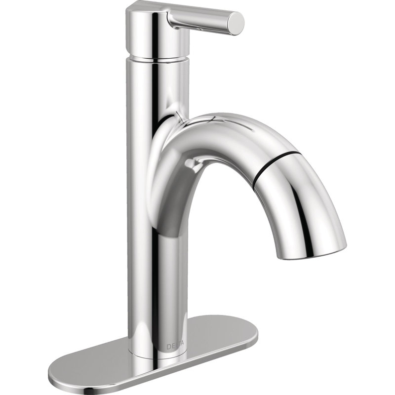 Nicoli Pull-Down Single Hole Bathroom Faucet, Pull Out Sprayer Bathroom Sink Faucet, Chrome