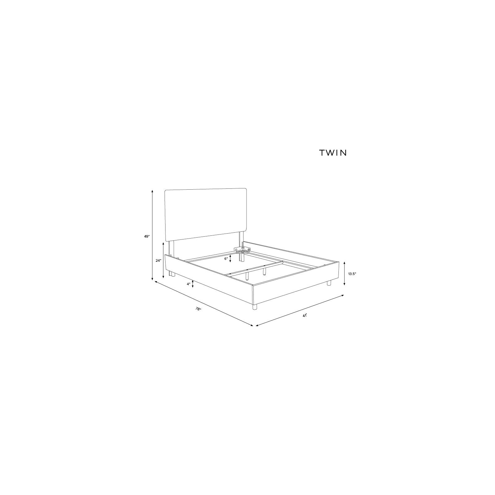 Marquise Upholstered Bed, Twin, Modern Pepper Tweed