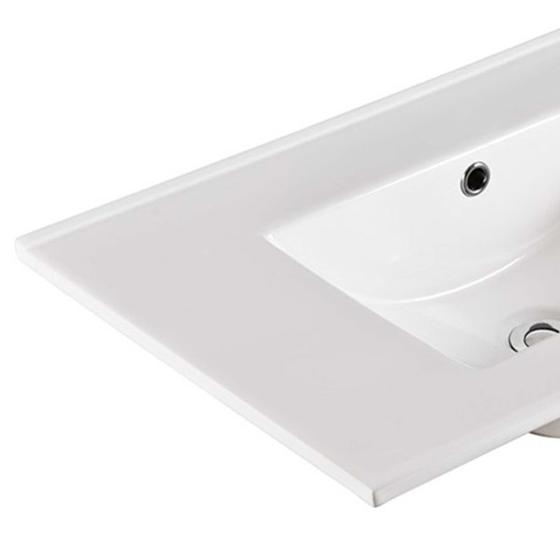 White Ceramic Single Sink Vanity Top with Overflow