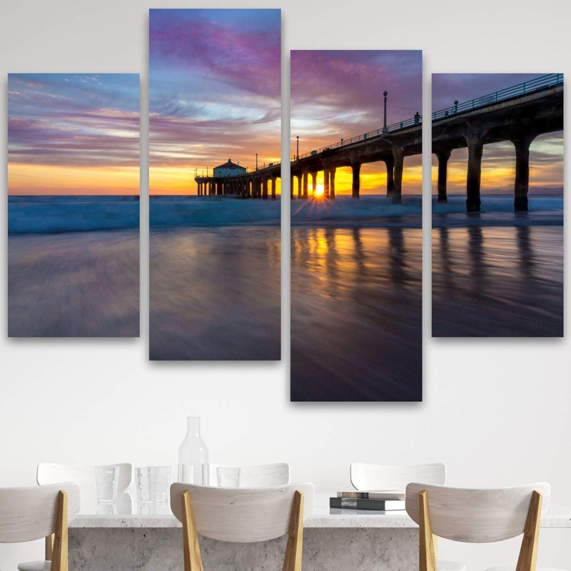 Coastal Beach Chesapeake Bay Bridge Landscape 4 pièces