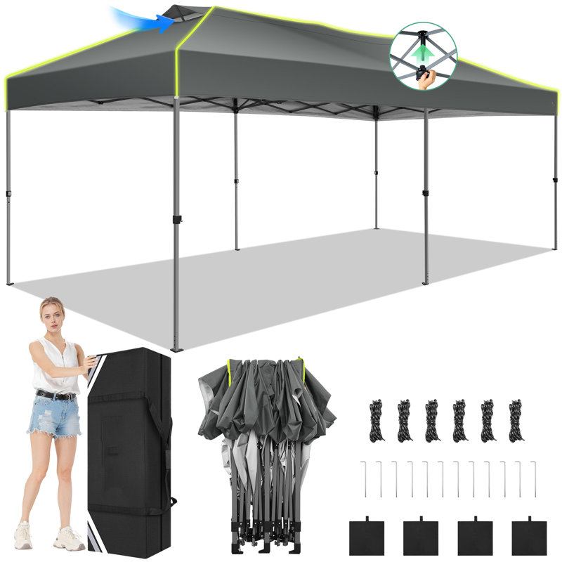 Pavillon de jardin escamotable l 10 pi x P 20 po, Gris