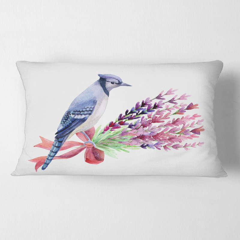 Housse de coussin rectangulaire avec insert Jay on Bouquet of Flowers