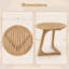 Table de bout ronde en teck avec table d'appoint et plateau à lattes