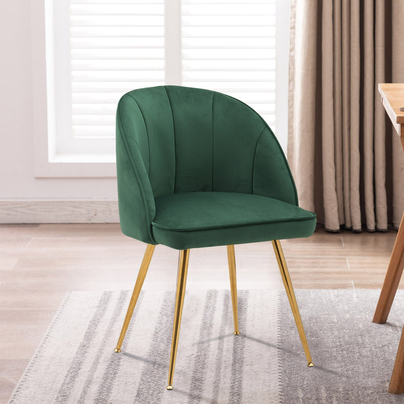 Chaise d'appoint rembourrée en velours Cohen, Vert