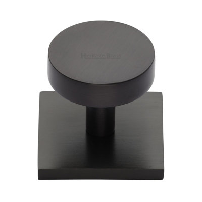 Heritage Brass Cabinet Knob Disc Design with Square Backplate