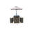 Six Piece Faux Wicker Outdoor Bar Height Table Set with Umbrella and Stools