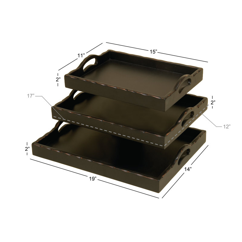 Ensemble de plateaux en bois 3 pièces