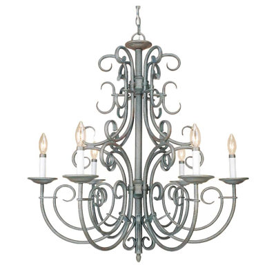 Sherer 6-Light Indoor Platinum Rust Classic/Traditional Candelabra Chandelier