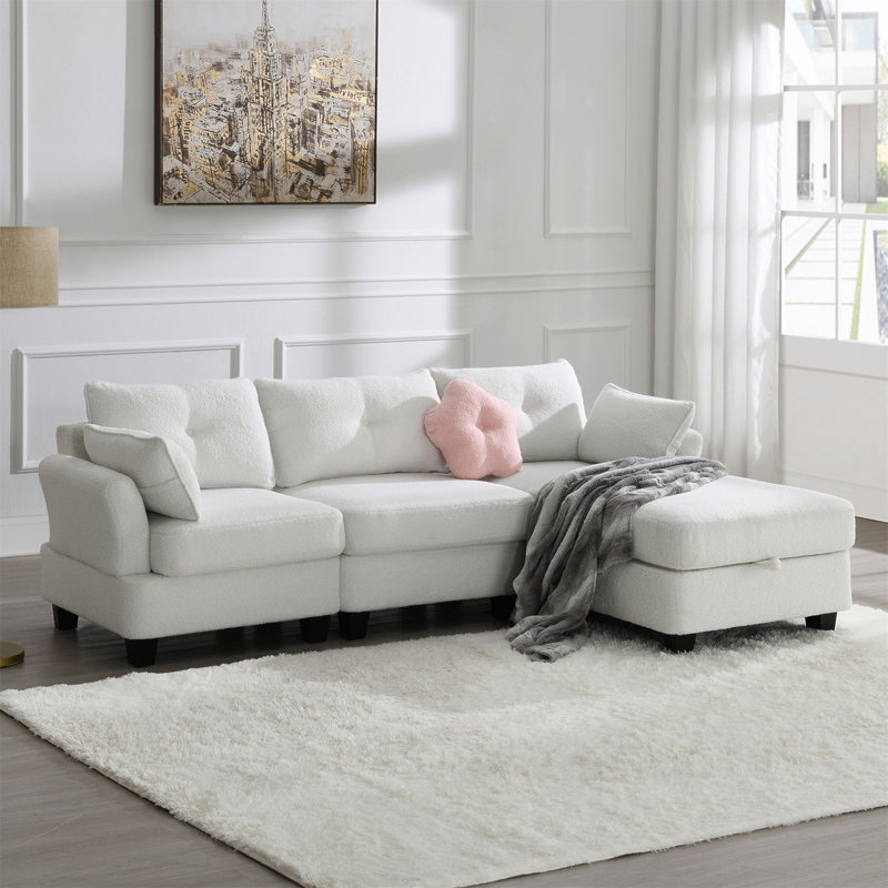 Canapé modulaire 4 pièces Mazzy, Mélange de polyester noir