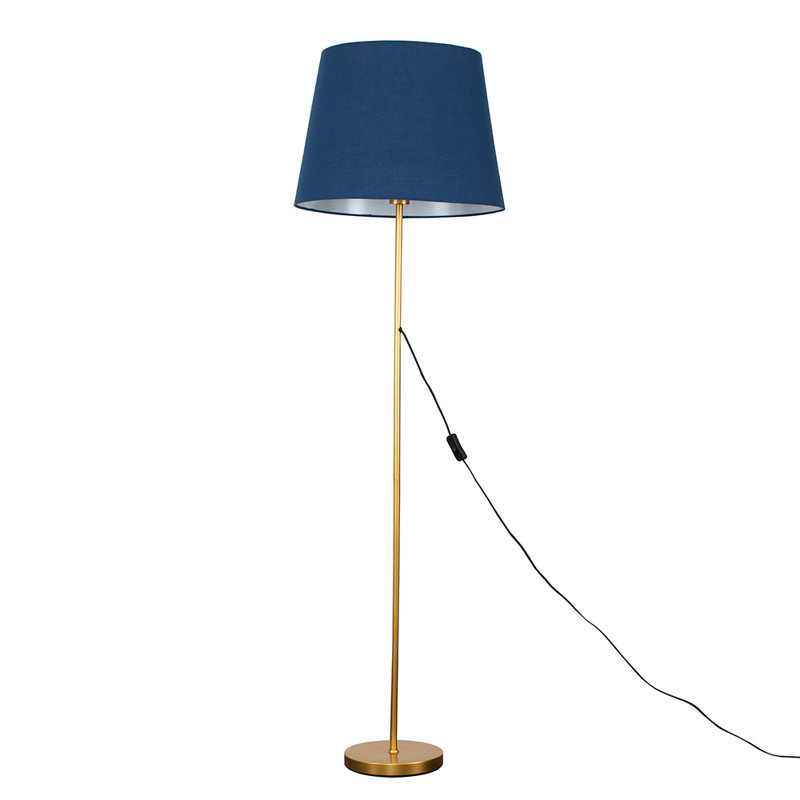 Bekbele 158cm Traditional Floor Lamp, Yes, Navy Blue, Brushed Chrome
