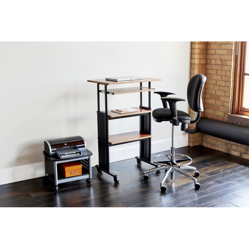 Scoot Black and Silver Steel Mobile Printer Stand