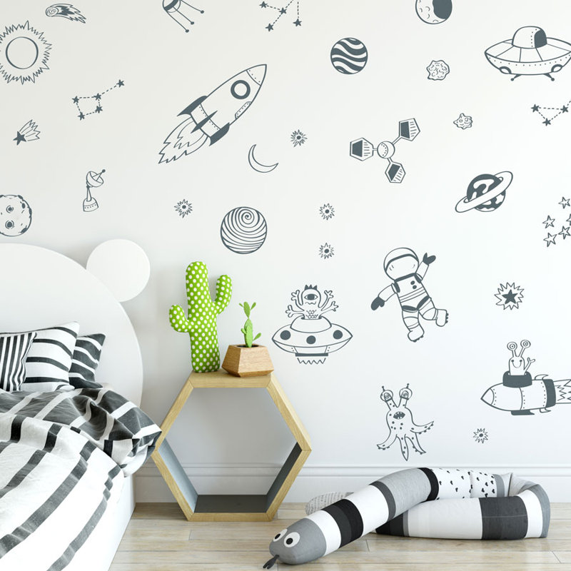 Space Doodles Wall Stickers, Grey