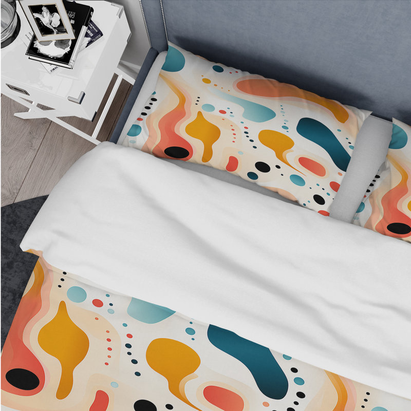 Literie douce douce multicolore à vague abstraite IV, Housse de couette simple + 1 taie décorative stan