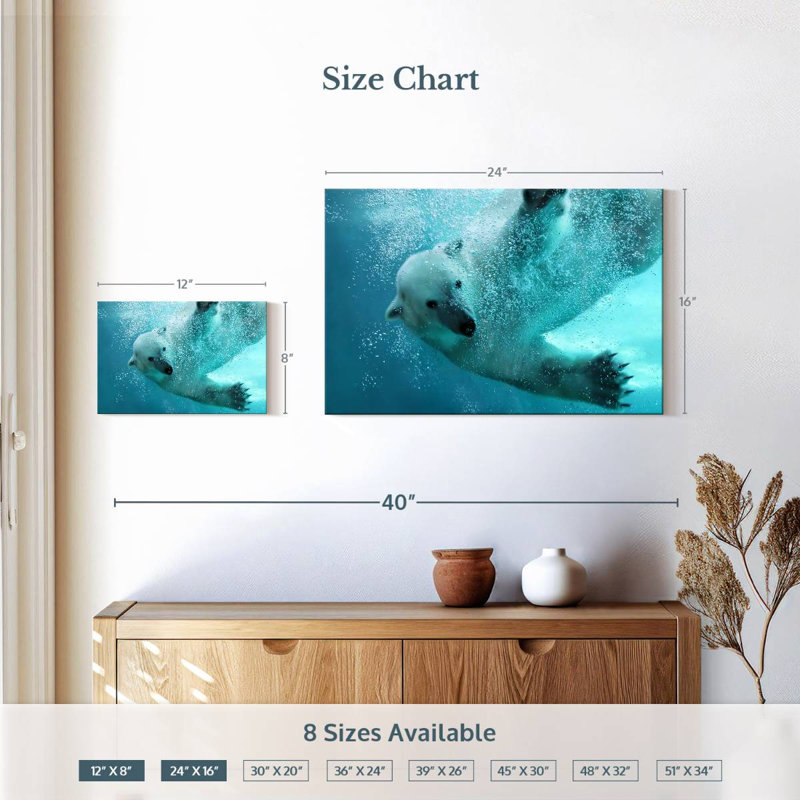 Brampt Underwater Polar Bear, 16" H x 24" W