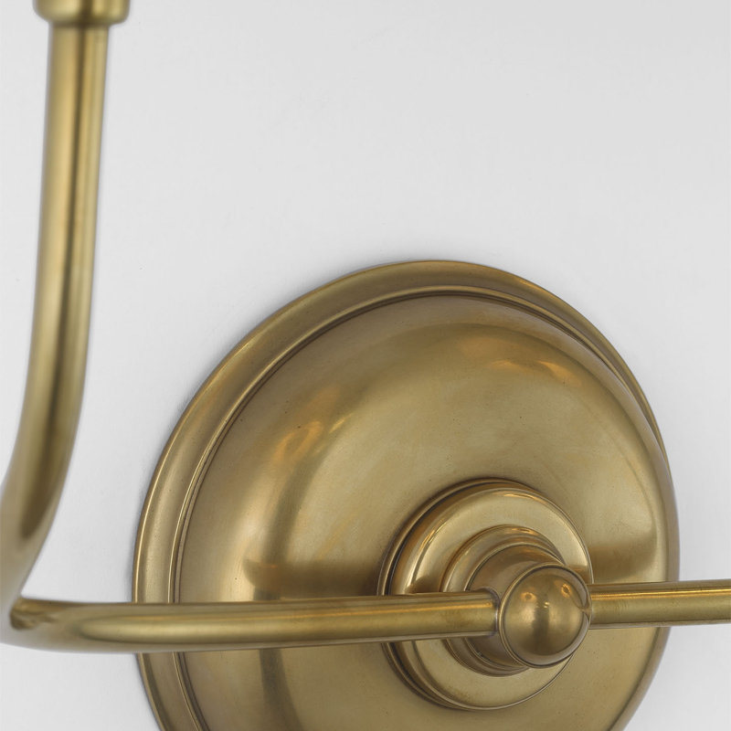 Thomas O'Brien Vendome 16" Cordless Double Sconce with Linen Shades, Hand-Rubbed Antique Brass