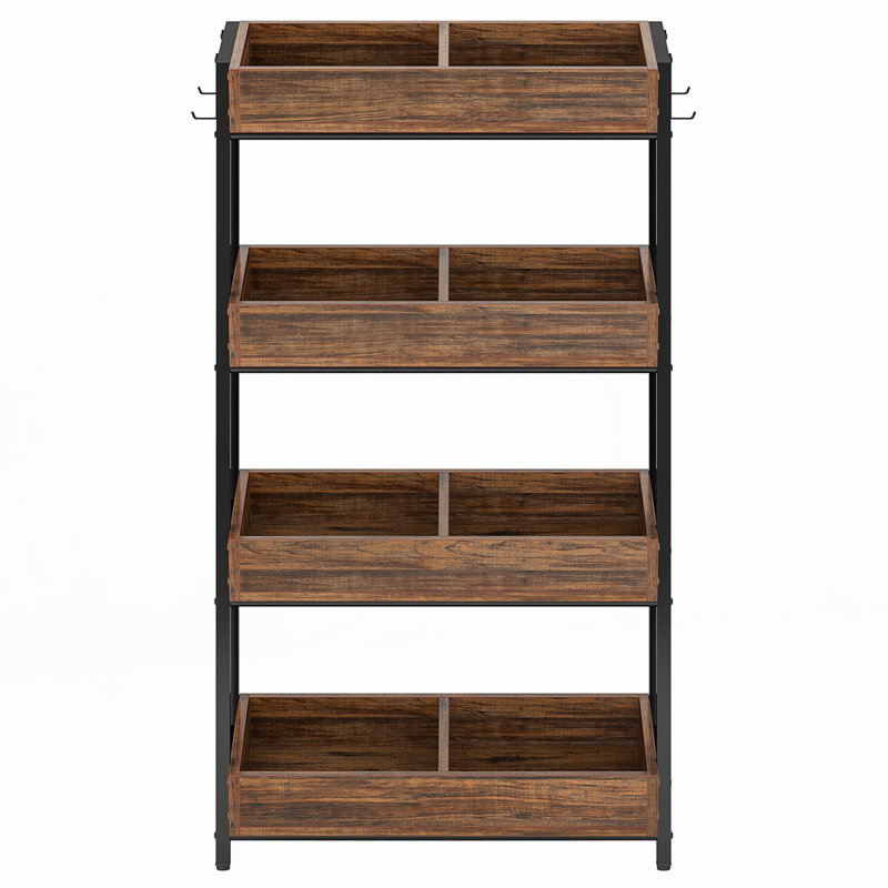 4-Tier Retail Display Rack with Hooks