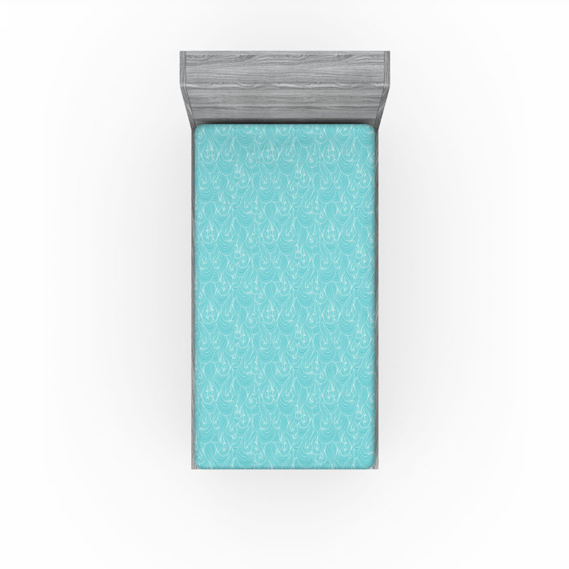 Drap-housse Ambesonne, paquet de 2, Drap-housse simple TG, Bleu pâle / blanc abstrait