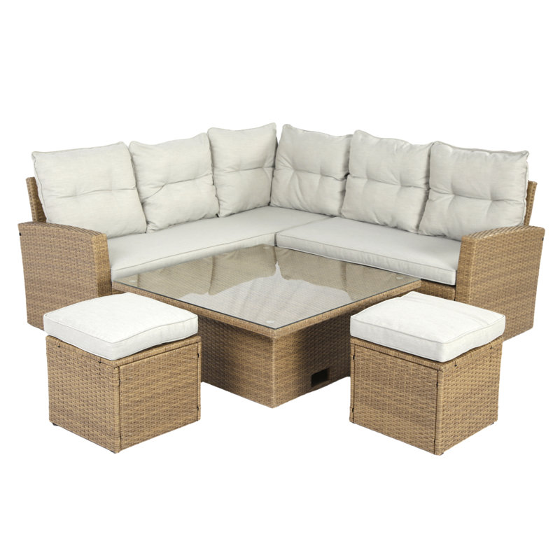 St.Tropez - Garden Corner Sofa In Rattan, Grey, Brown 