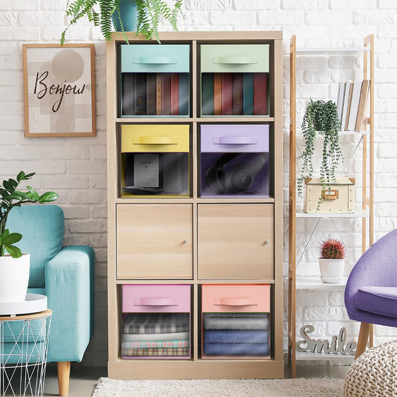 Ensemble de 6 bacs de rangement pliables en tissu de 11 pouces avec fenêtre transparente Sorbus pour ranger vêtements, jouets, livres, tablettes, placards et plus