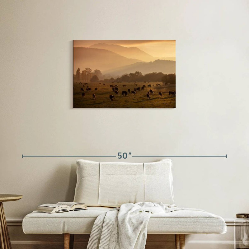 Vaches qui paissent, H 20 po x l 30 po