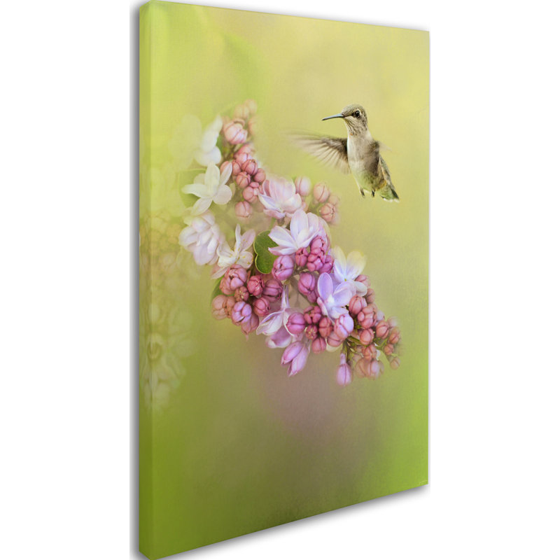 «Chassant des lilas» de Vidur, impression sur toile tendue, H 19 po x l 12 po