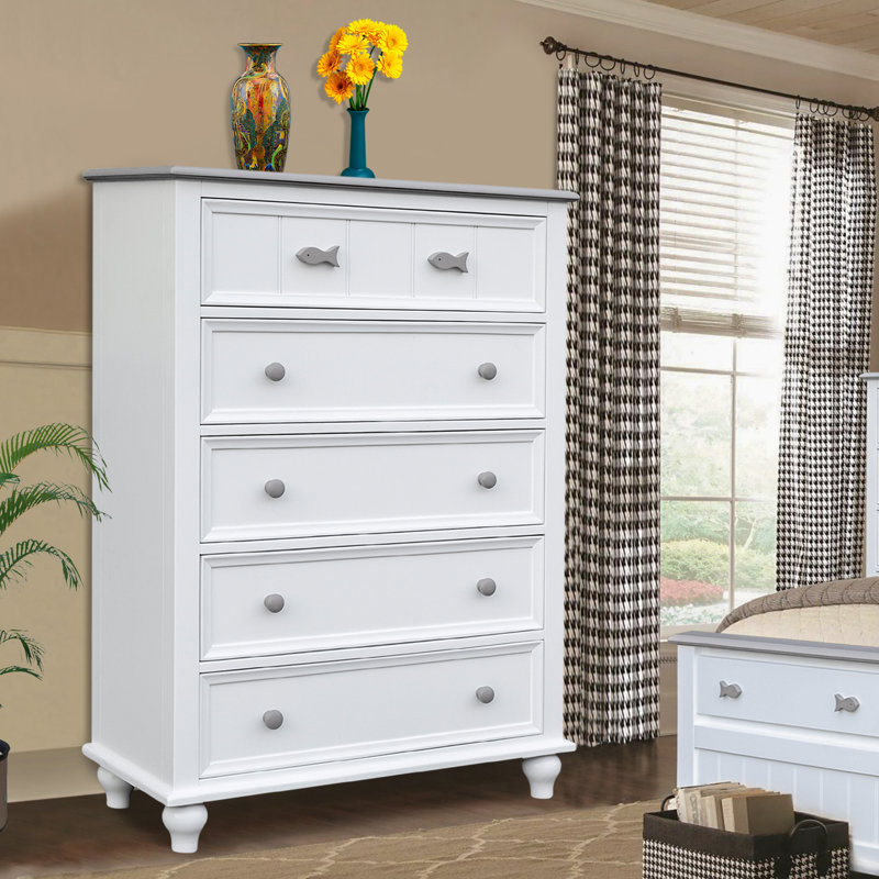 Fishtails Remer Five Drawer Chest, Two-Tone