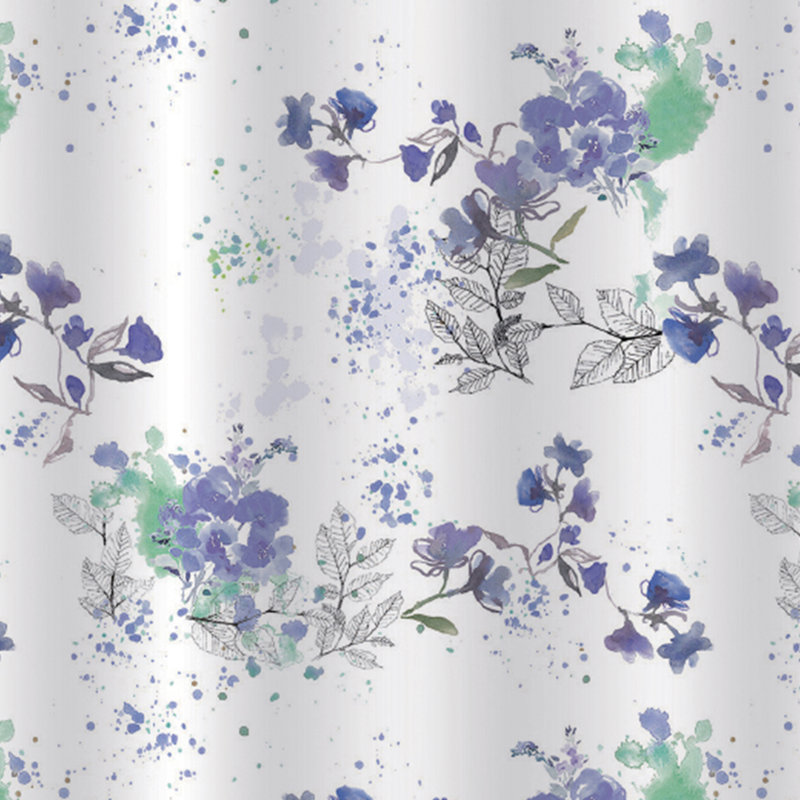Bouquet White Floral Shower Curtain