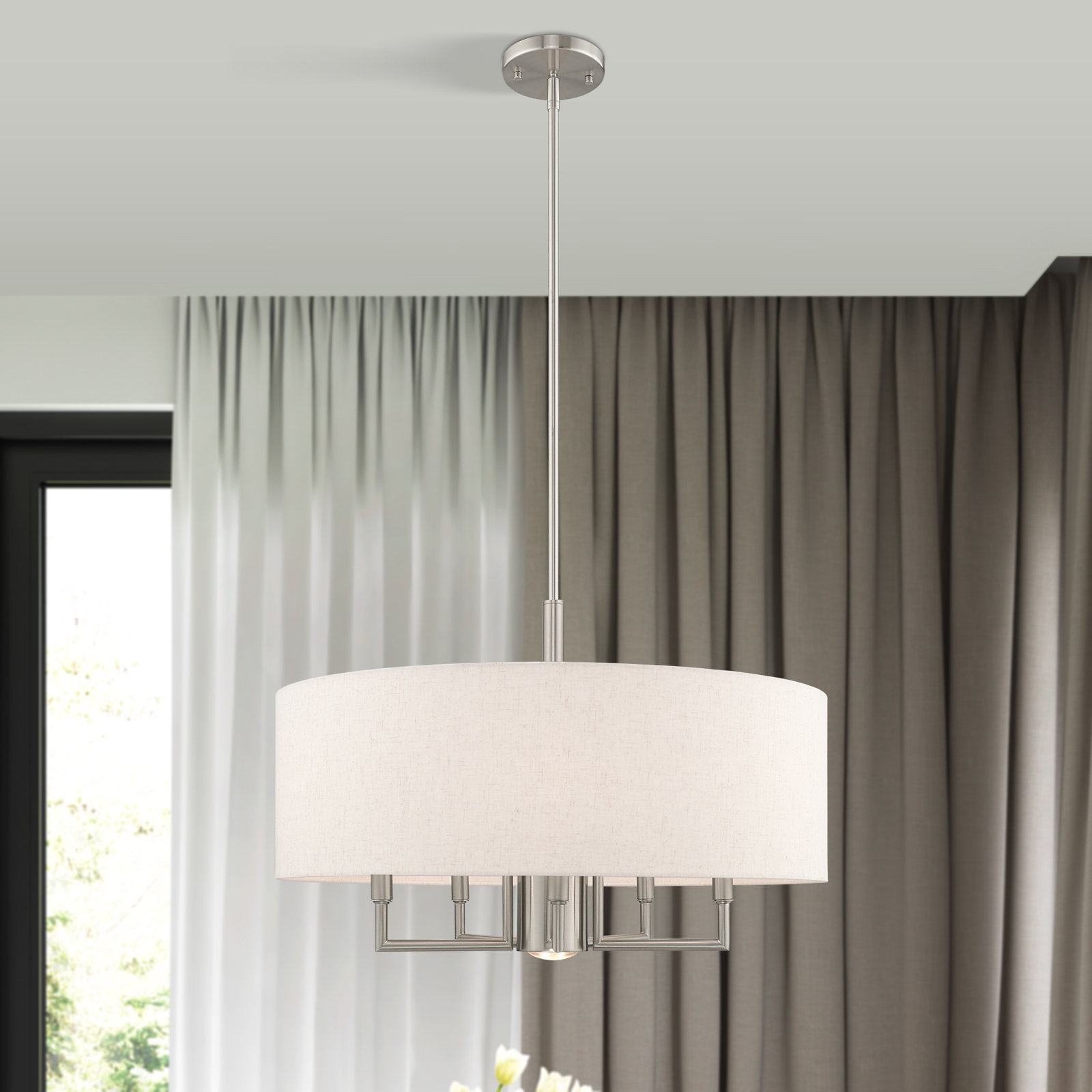 Bazilijus 6-Light Chandelier, Brushed Nickel