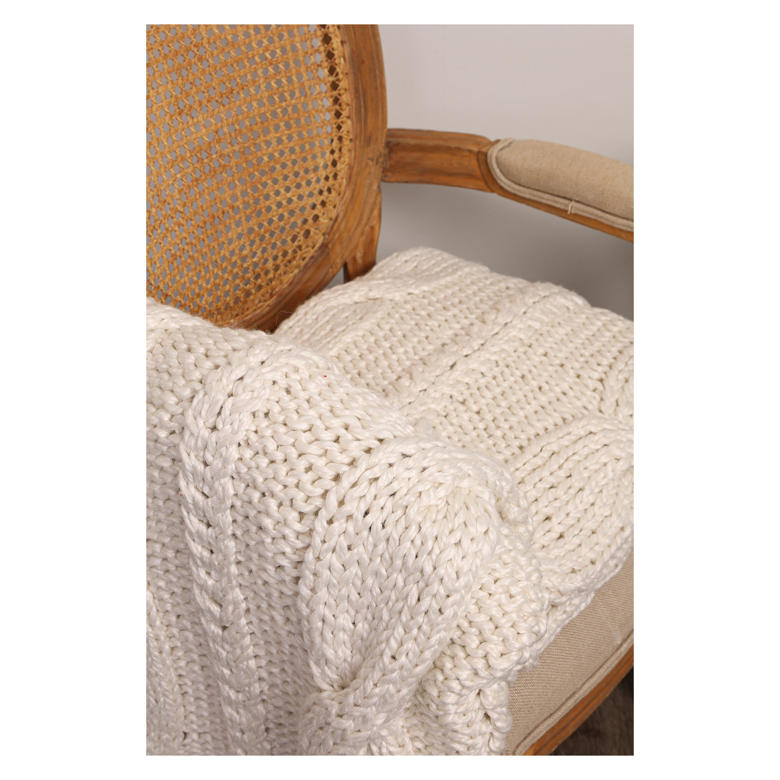 Quilted Throw Blanket, Off White