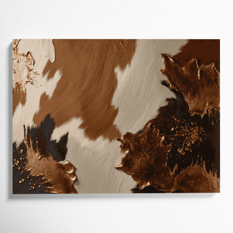 «Southwestern Patterns» en cuir de vache, art mural brun sur toile, H 11 po x l 14 po