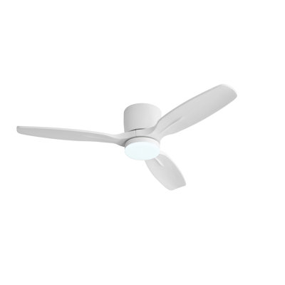 48 in. 3-Solid Blades Indoor Standard Ceiling Fan Flush Mount with Remote and Integrated LED