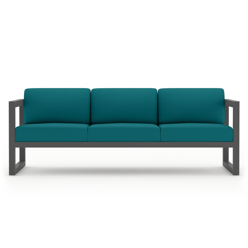 Avion Patio Sofa with Sunbrella Cushions, Spectrum Peacock Sunbrella® Plainweave, Slate