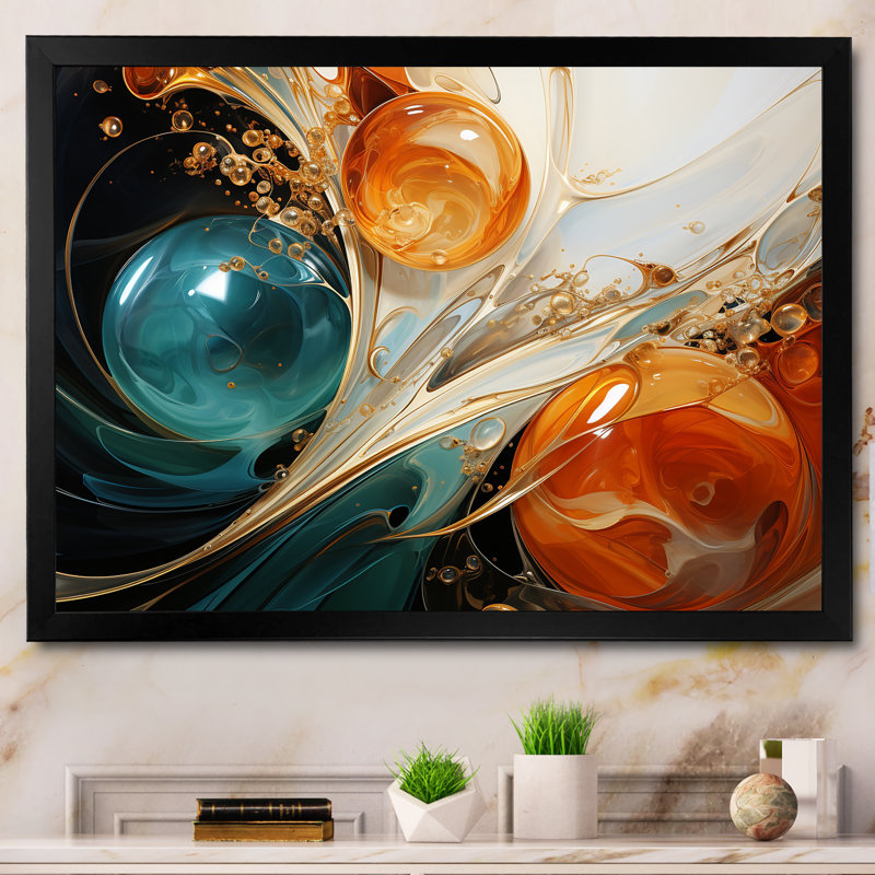 Tempête blanche blanche, bleue et orange - Peinture abstraite, art mural, H 34 po x l 44 po x P 1,5 po