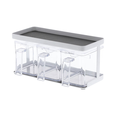 Tower Yamazaki Home Pantry Canisters With Rack, Kitchen Organizer, Triple, Steel + Plastic, Handles