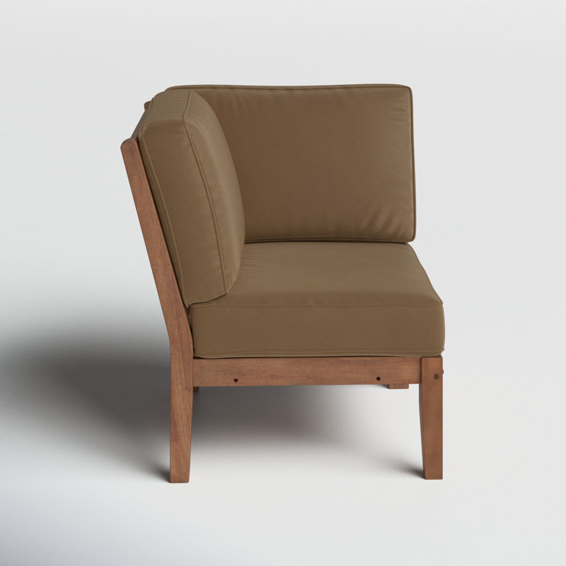 Hursey Rubberwood Outdoor Lounge Chair, Brown, Brown