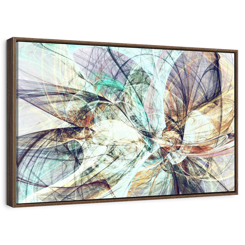Couleurs dans l'abstrait, 46 po x 31 po, Cadre flottant en noyer