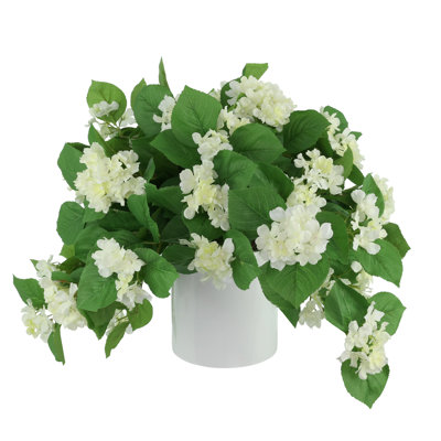 Outdoor UV Hydrangeas Arranged in Fiberstone Pot