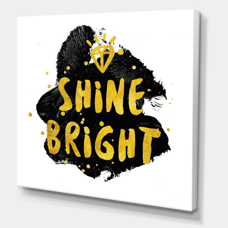 Shine Bright - art textuel sur toile, H 36 po x l 36 po x P 1 po, Toile tendue
