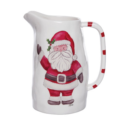 Christmas Beverage Drink Pitcher Ceramic White 130oz