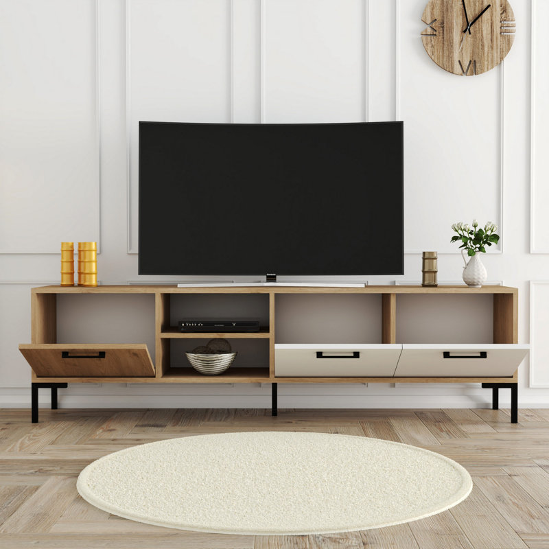 Bokoshe Unfinished TV Stand for TVs up to 48", Oak/White