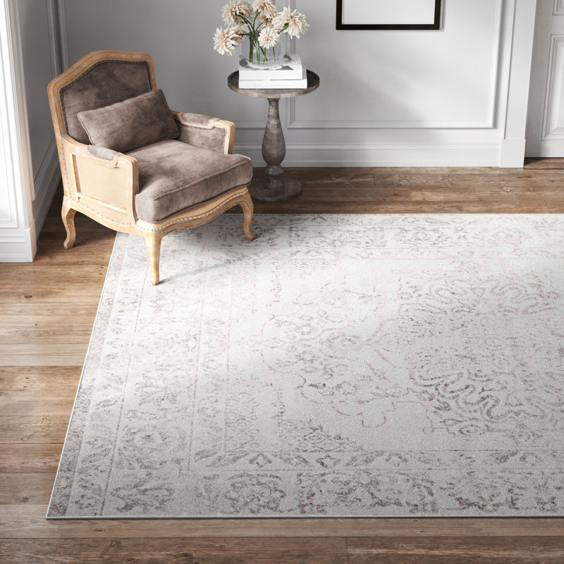 Tapis oriental ivoire / gris Ariella, Rectangle 9 pi x 12 pi
