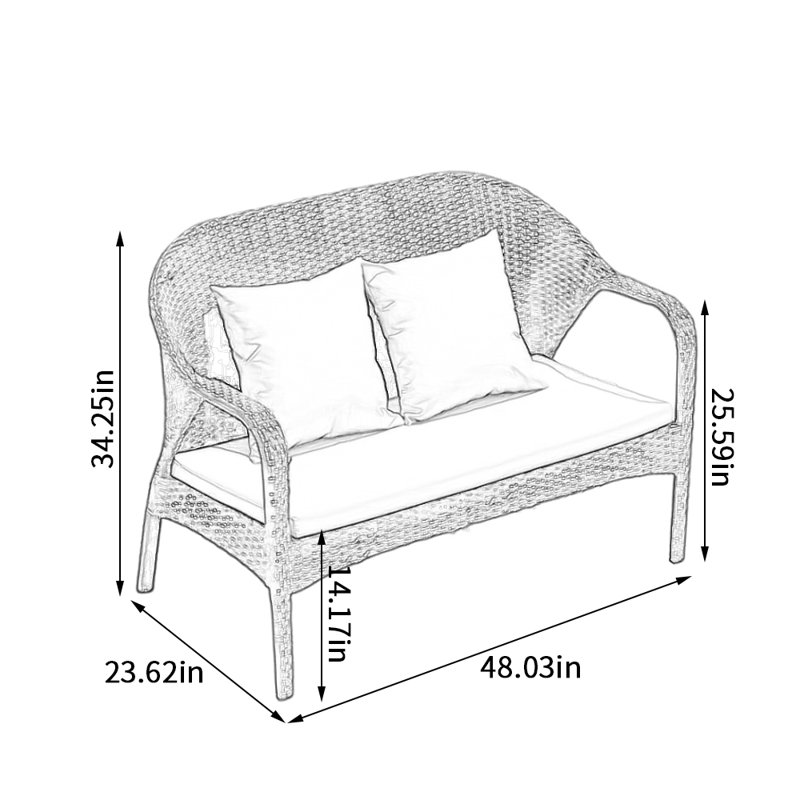 Canapé d'extérieur imperméable tissé en rotin